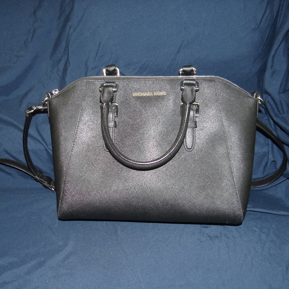 Michael Kors Ciara Large Leather Black Satchel